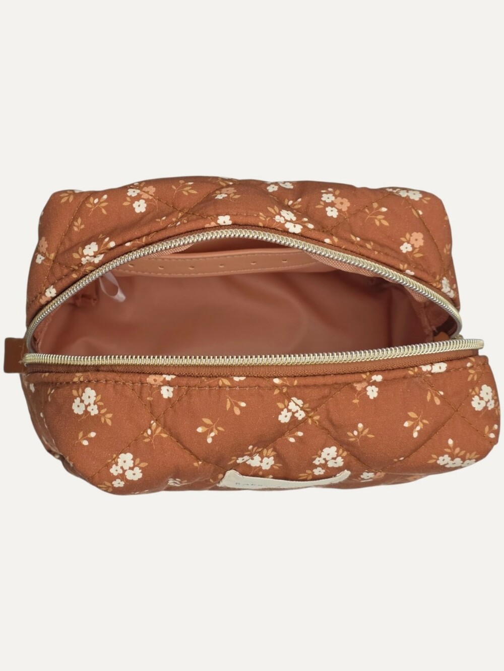 Poppy & Peonies Brown Floral Quilted Cosmetic Bag NWOT - Picture 2 of 6